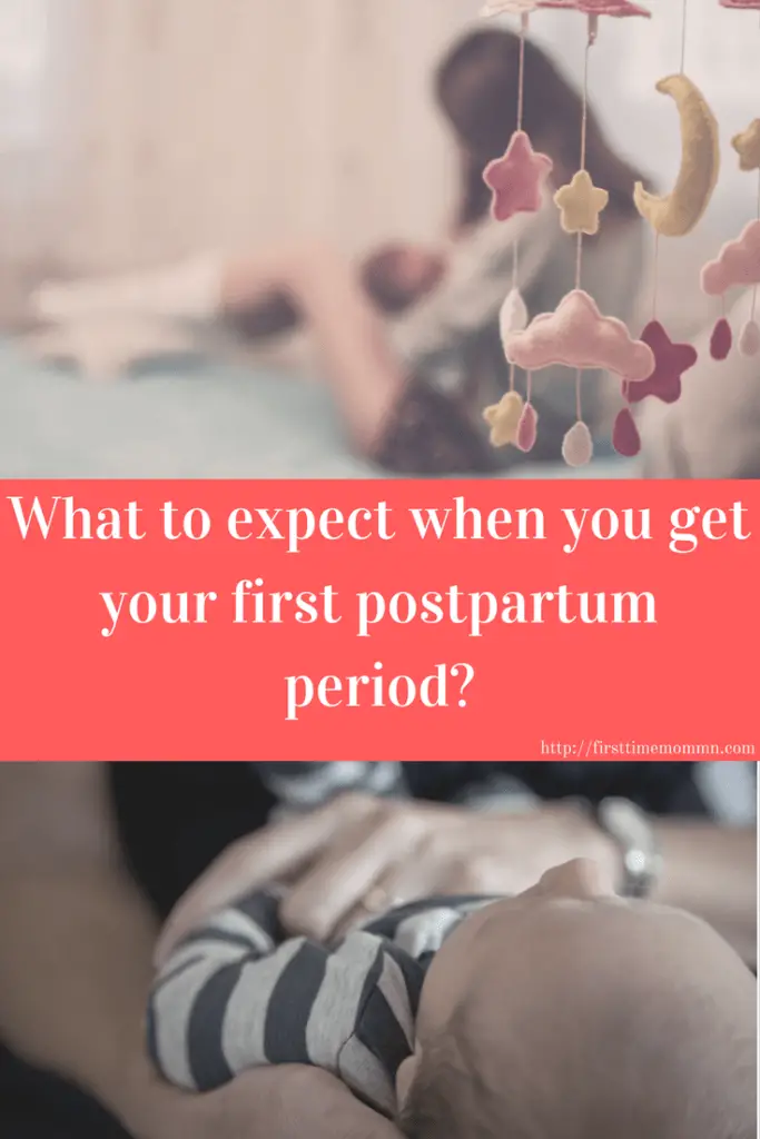 What to expect when you get your first postpartum period. Pin now so I'm prepared later.