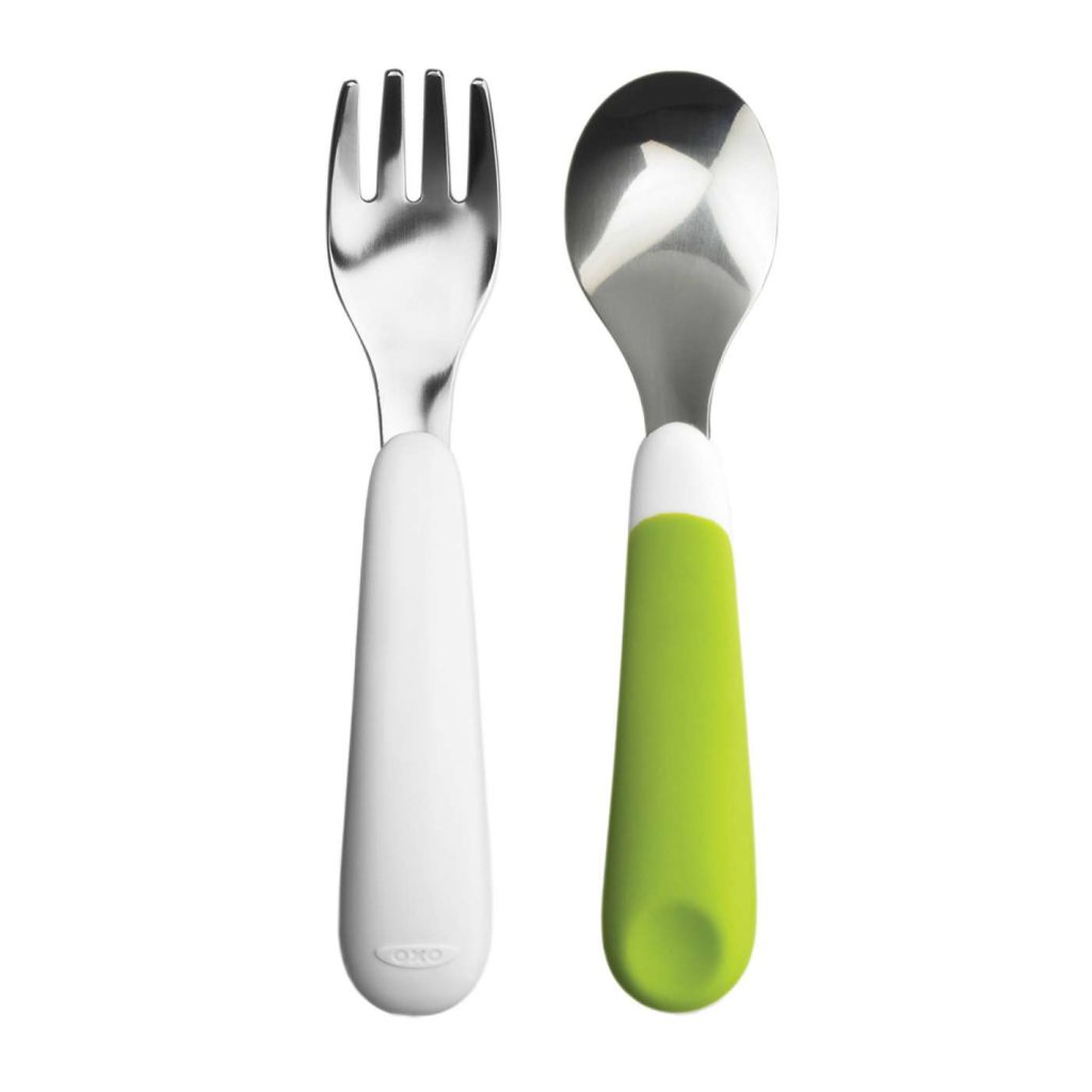 5 Toddler Feeding Tools You Need in Your Kitchen - OXO Tot Training Fork & Spoon