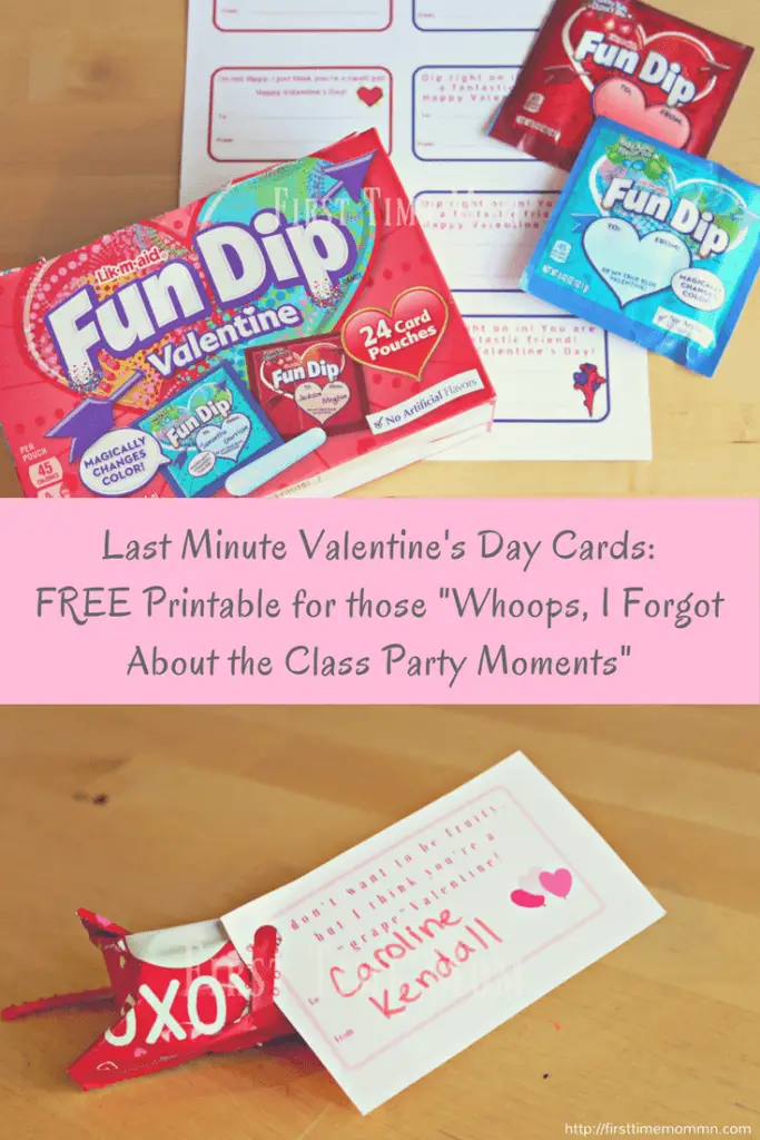 Last Minute Valentine's Day Cards: FREE Printable for those "Whoops, I Forgot About the Class Party" Moment