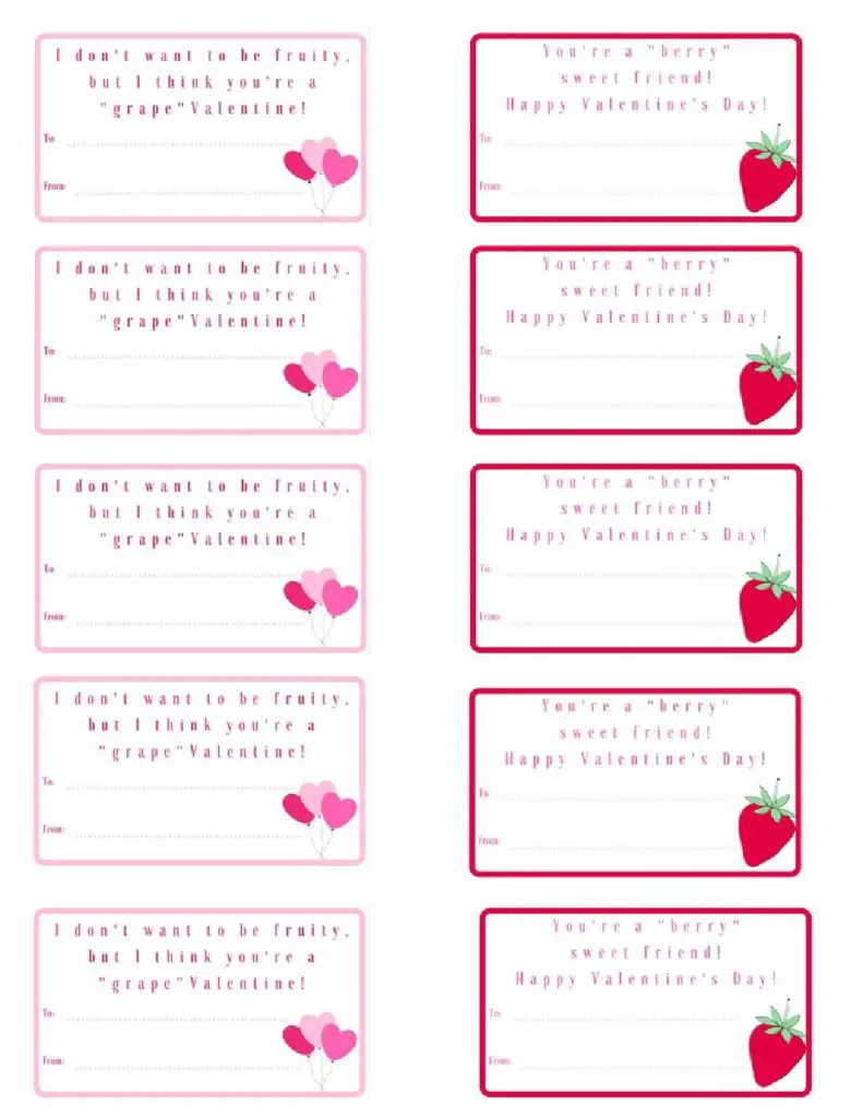 Valentine Fruit Snack Printable