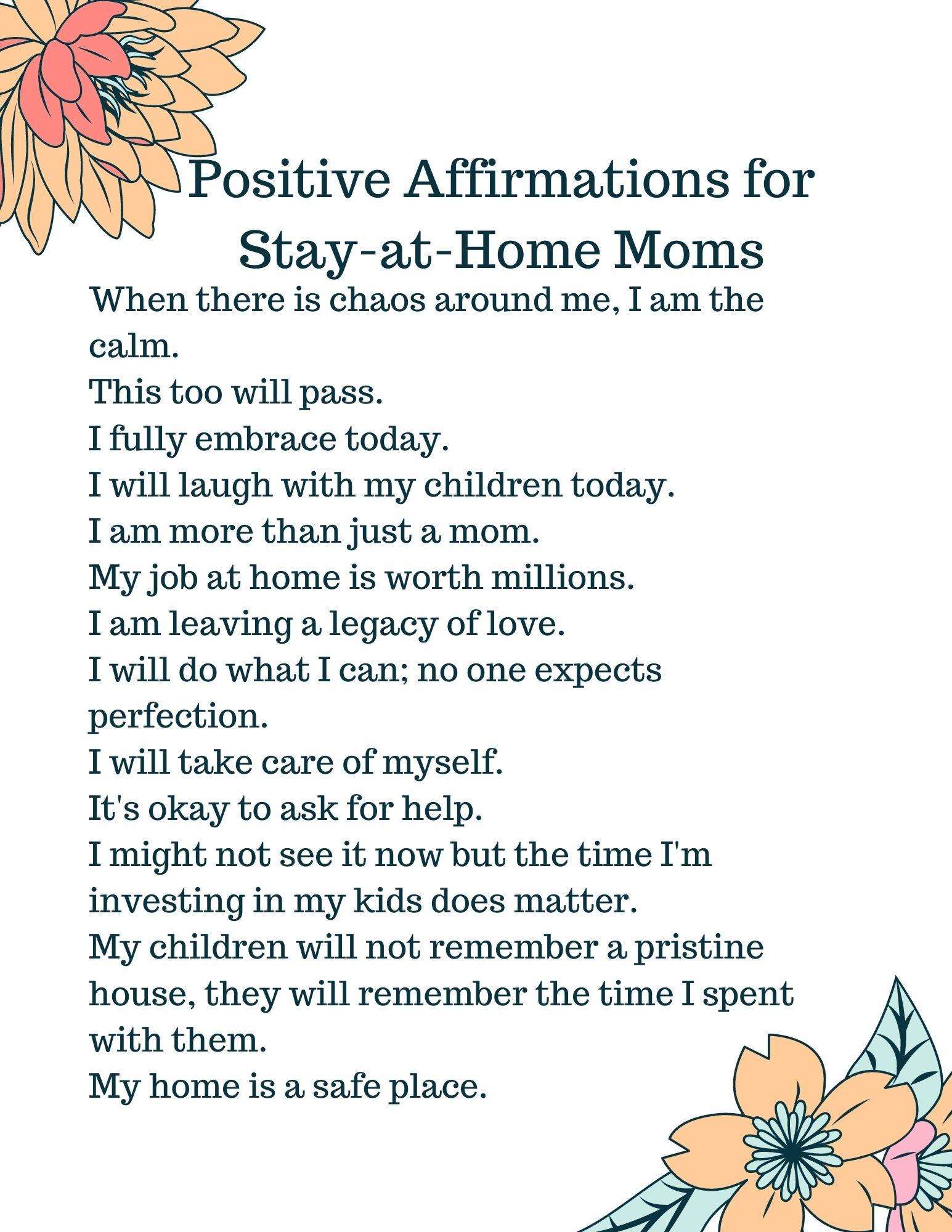 100 Positive Affirmations for Every Mom