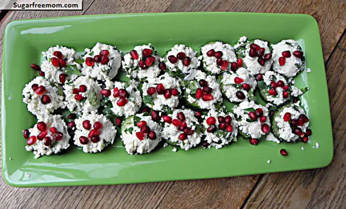 Pomegranate Cheese Cucumber Bites Low Carb Easter Appetizer