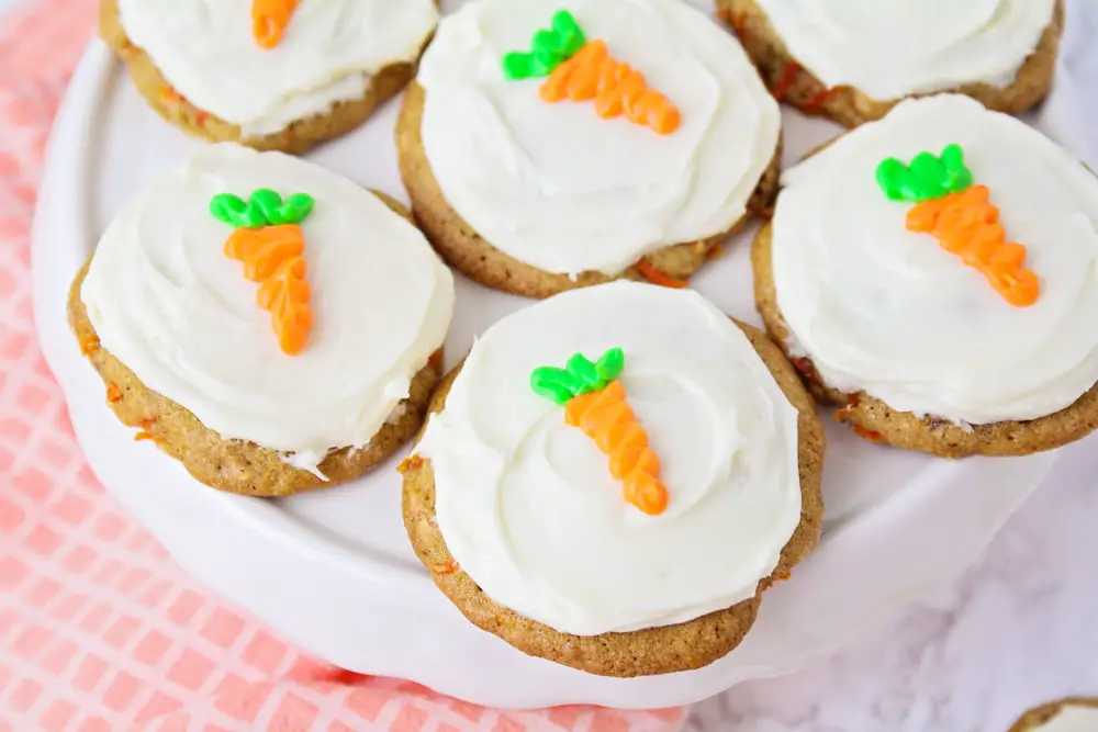 Carrot Cake Cookies with Carrot frosting on top.